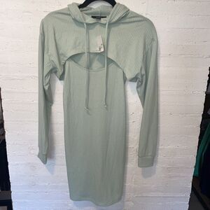 Forever 21 Mini Mint Green Ribbed Dress, & Shrug, Small